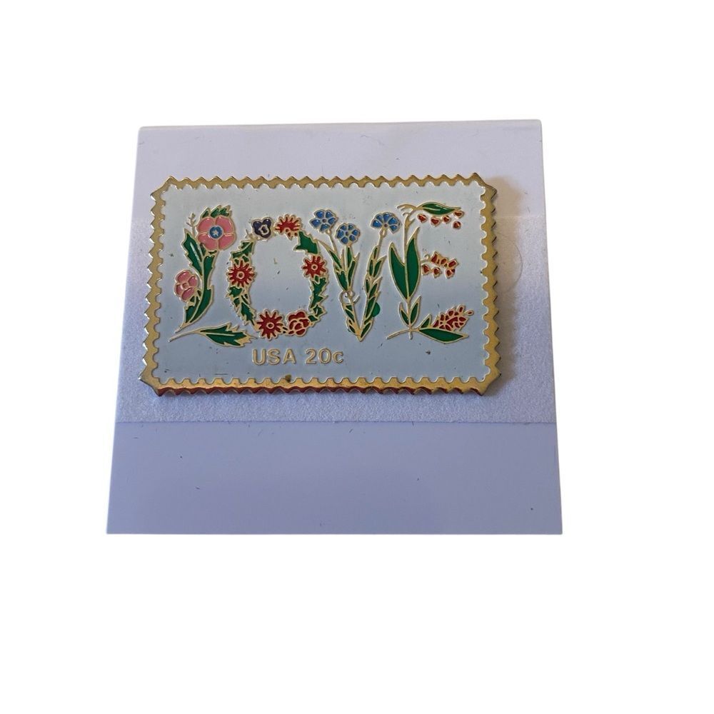 Vintage Floral Love Stamp Pin.